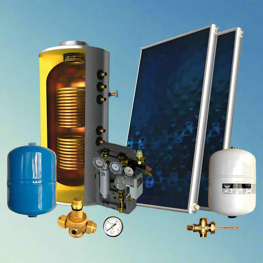 Solar Central Heating System Sonne - Copper - 160/ 200/ 300L Tank - (3 -6m² Collectors) - Triple-Energy or for Heat Pump