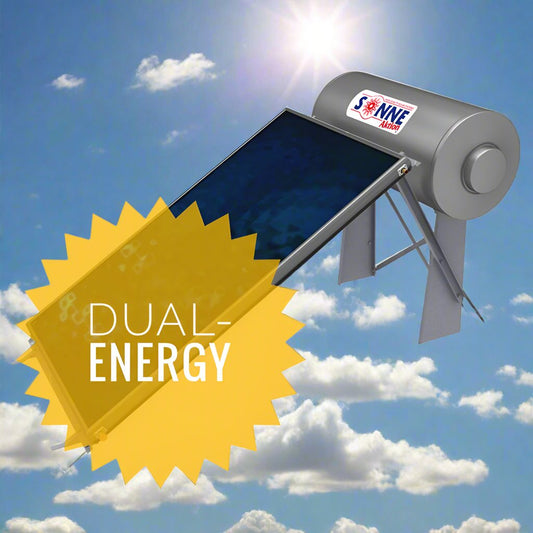 Solar water heater - 120L- Sonne LV120D - Low Profile - Vertical Single Collector (1,5-1,7m²) - Dual-Energy