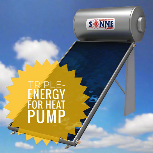 Solar water heater - 160L - Sonne NV160THP - Vertical Single/ Double Collectors (2,3-3,4m²) - Triple-Energy for Heat Pump