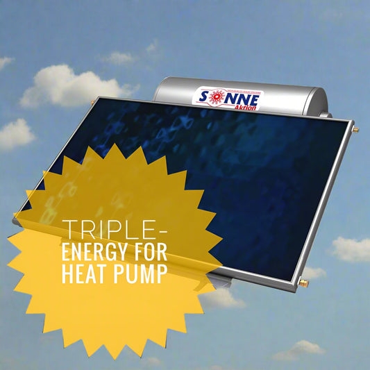 Solar water heater - 160L- Sonne LH160THP -Low Profile - Horizontal Single Collector (2,3-2,4m²) - Triple-Energy for Heat Pump