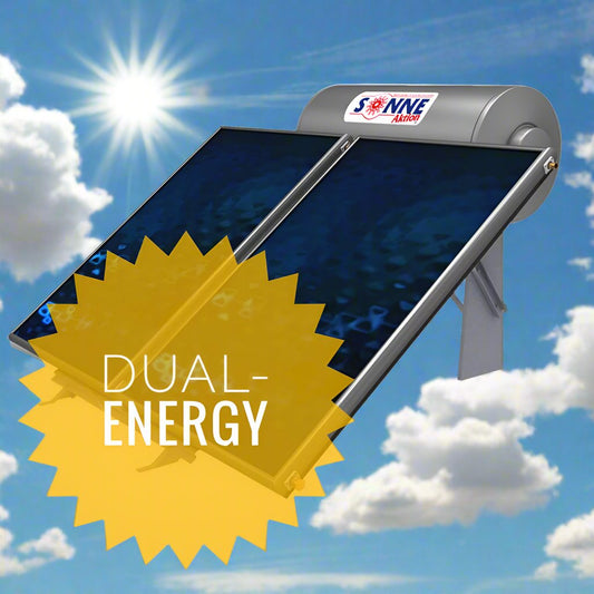 Solar water heater - 200L- Sonne LV200D - Low Profile - Vertical Double Collectors (3-3,4m²) - Dual-Energy