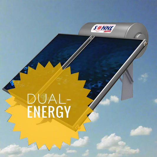 Solar water heater - 300L- Sonne LV300D - Low Profile - Vertical Double Collectors (4m²)- Dual-Energy
