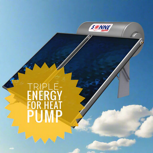 Solar water heater - 300L- Sonne LV300THP - Low Profile - Vertical Double Collectors (4m²) - Triple-Energy for Heat Pump