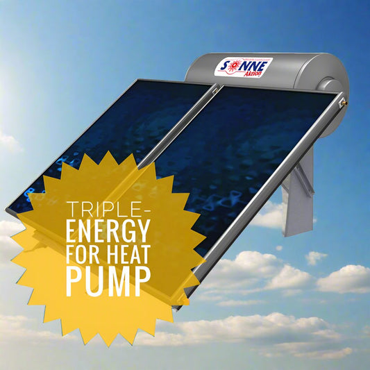 Solar water heater - 200L- Sonne LV200THP - Low Profile - Vertical Double Collectors (3-3,4m²) - Triple-Energy for Heat Pump