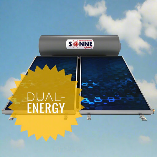 Solar water heater - 300L- Sonne NV300D - Vertical Double Collectors (3,8-4,8m²) - Dual-Energy