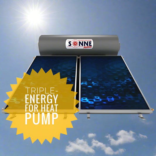 Solar water heater - 300L- Sonne  NV300THP - Vertical Double Collectors (3,8-4,8m²) - Triple-Energy for Heat Pump