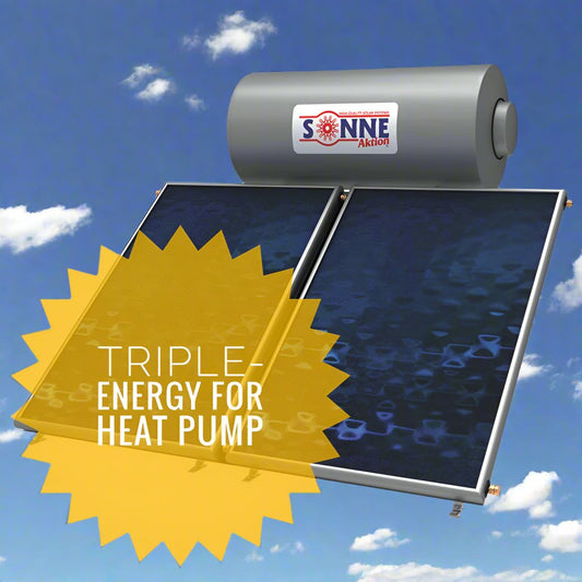 Solar water heater - 200L- Sonne NV200THP - Vertical Double Collectors (3-3,4m²) - Triple-Energy for Heat Pump