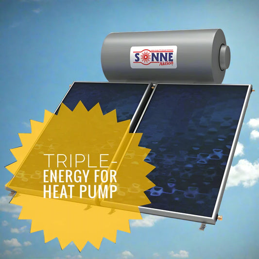 Solar water heater - 160L - Sonne NV160THP - Vertical Single/ Double Collectors (2,3-3,4m²) - Triple-Energy for Heat Pump