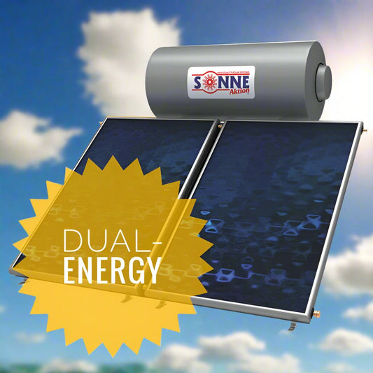 Solar water heater - 200L- Sonne NV200D - Vertical Double Collectors (3-3,4m²) - Dual-Energy