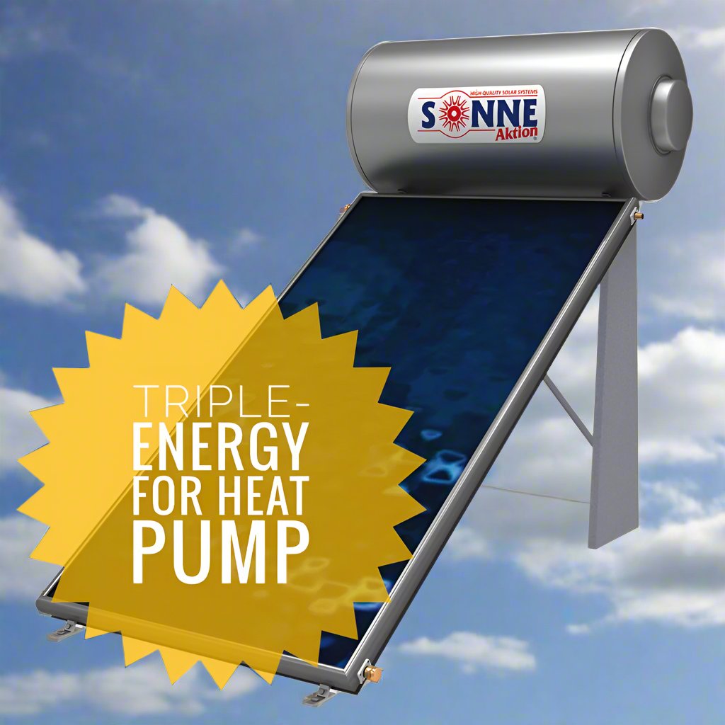 Solar water heater - 200L- Sonne NV200DTTHP - Vertical Single Collector (2,3/2,4m²) - Dual/ Triple/ Triple-Energy for Heat-Pump