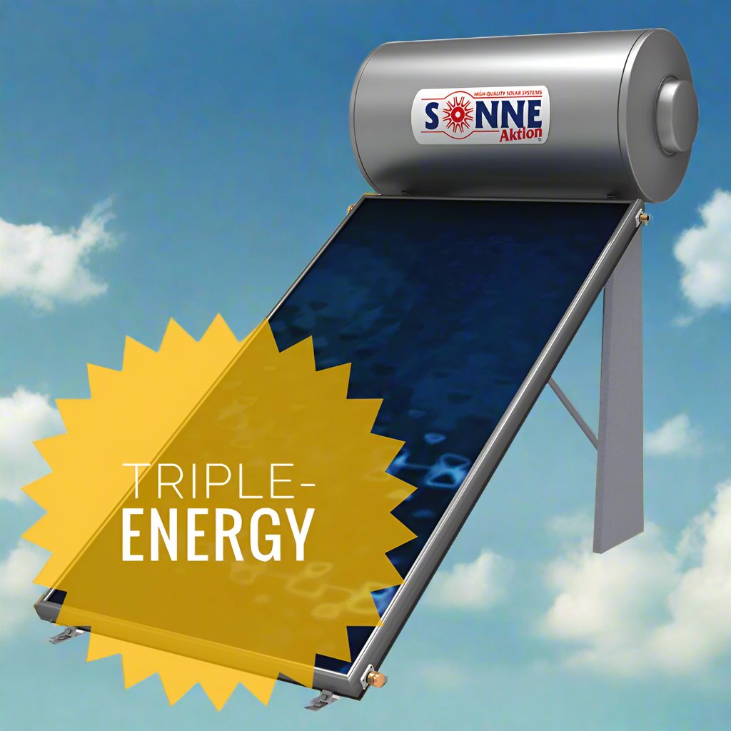 Solar water heater - 200L- Sonne NV200DTTHP - Vertical Single Collector (2,3/2,4m²) - Dual/ Triple/ Triple-Energy for Heat-Pump