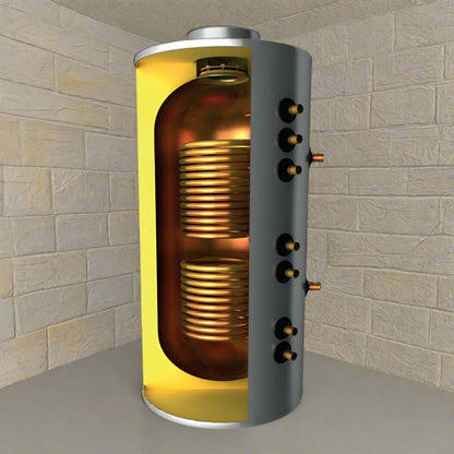 Solar-Zentralheizungssystem Sonne – Kupfer – 160/200/300 l Tank – (3 – 6 m² Kollektoren) – Dreifach-Energie oder für Wärmepumpe