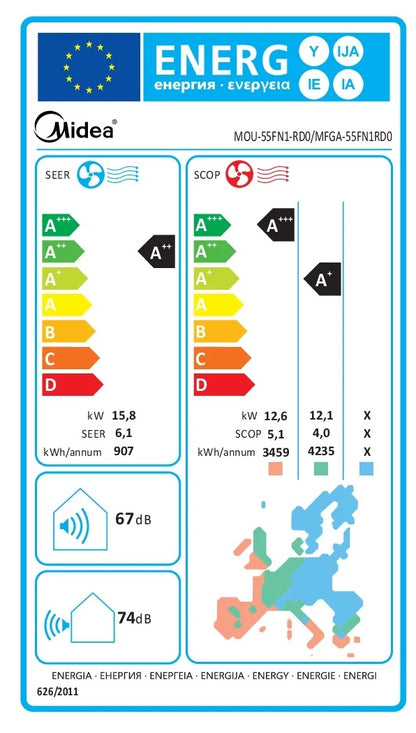 Επαγγελματικό Κλιματιστικό Stand Midea MFGA 55.000 Btu/h – (3Ph) 